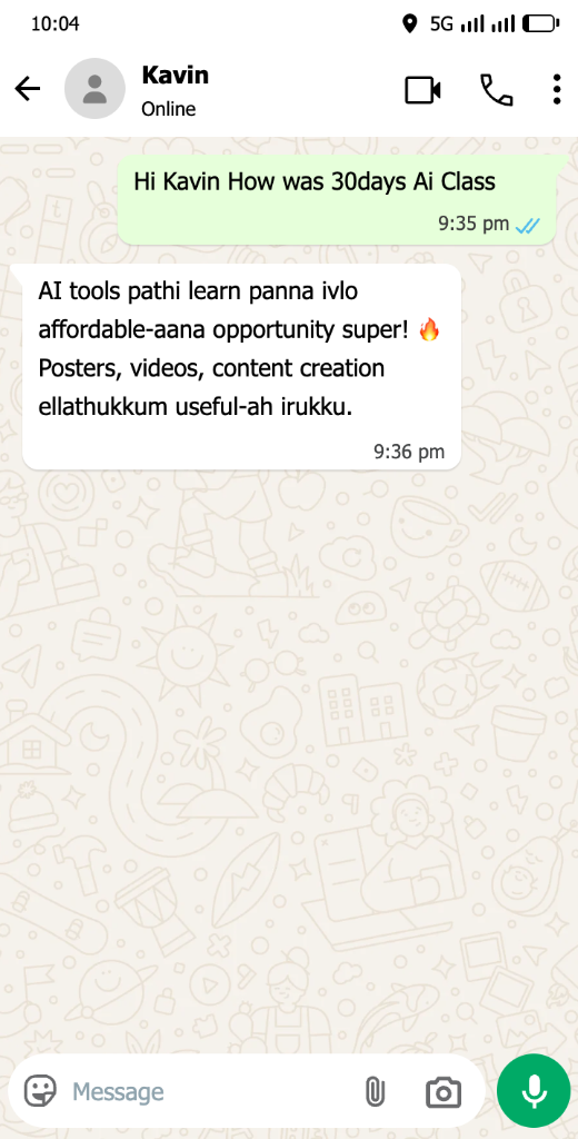 Kavin WhatsApp Feedback — Video & Poster Creation